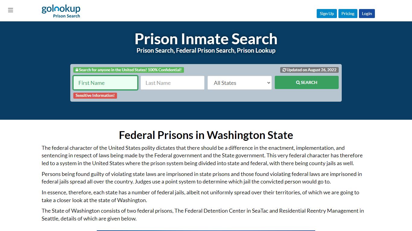 Federal Prisons in Washington State, Washington State ... - GoLookUp